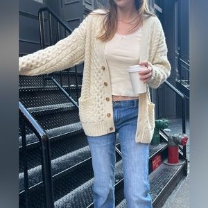 Brandy Melville • Eva Heavy Wool Cabel Knit Cardigan • NEW with tags